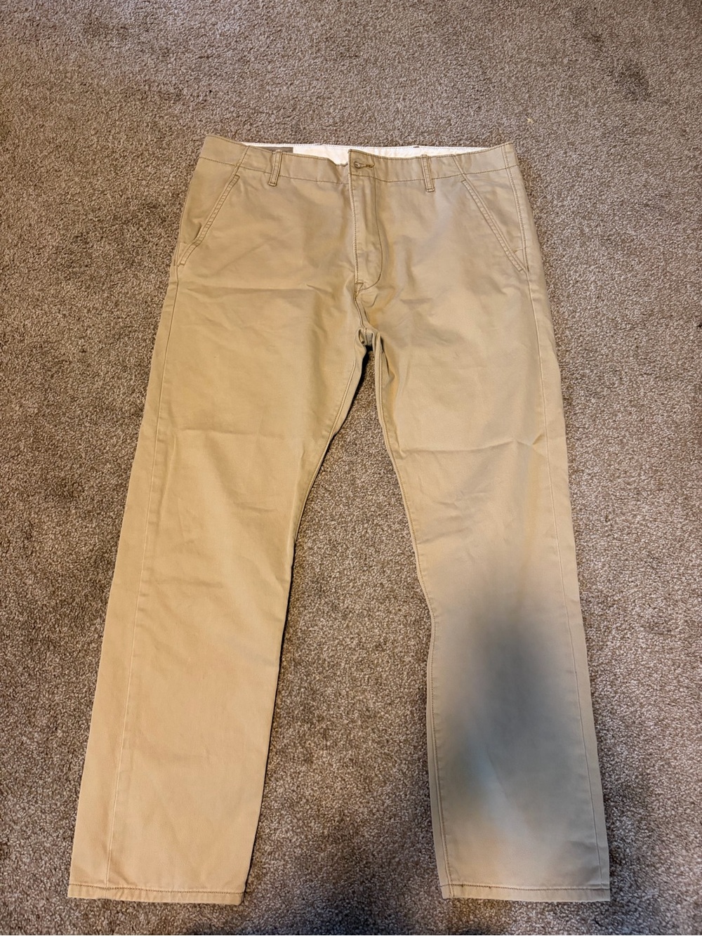 Men's Tan Chino Pants - Straight Fit Cotton Blend